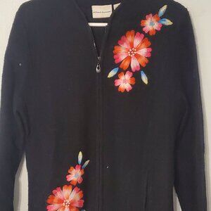 Alfred Dunner, black cardigan, size Medium